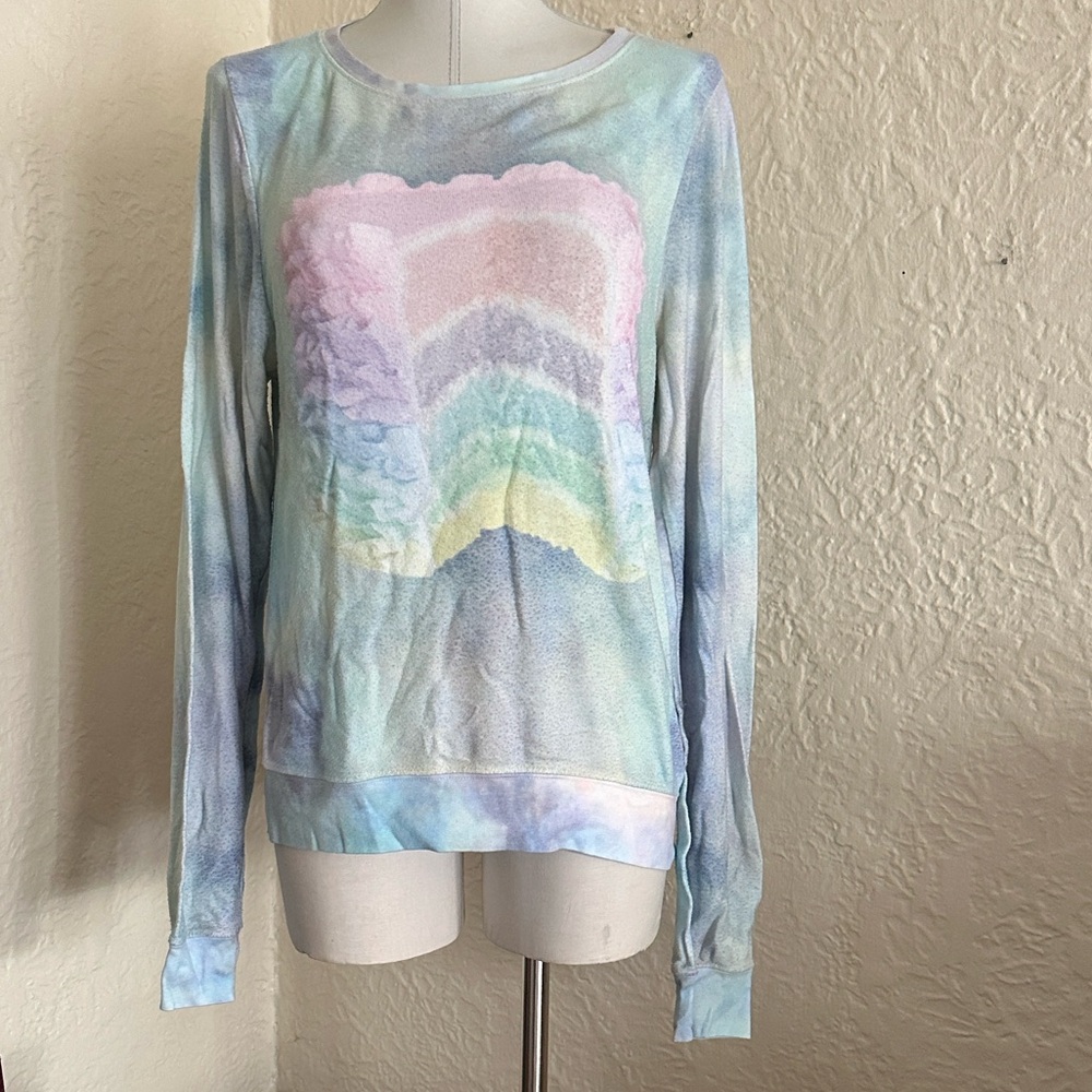 Wildfox Dreaming of Cake Baggy Beach Jumper Pastel Rainbow Cake Pullover Small - Picture 2 of 10